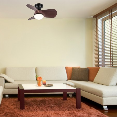 LED Ceiling Fan Mancado Black+Oak CCT Dim (20W)