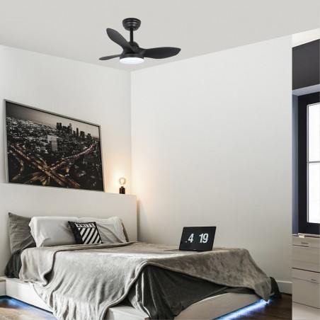 LED Ceiling Fan Cavil Mini S Black CCT Dim (20W)