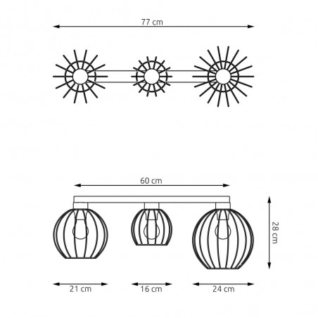 Ceiling track light Indo Black (3 lights)