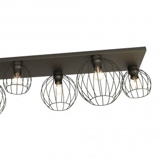 Plafón de techo Indo Negro (6 luces)