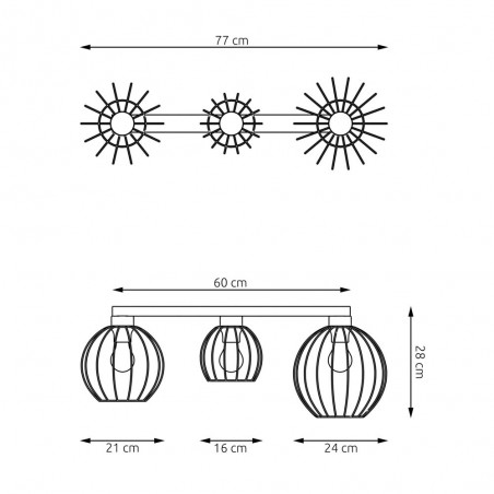 Ceiling track light Indo Gold (3 lights)
