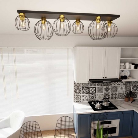 Plafón de techo Indo Oro (6 luces)
