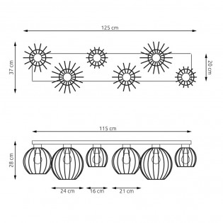 Plafón de techo Indo Oro (6 luces)