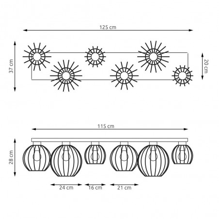 Plafón de techo Indo Oro (6 luces)