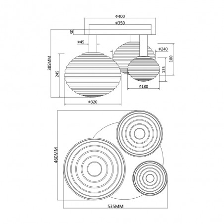 Ceiling Flush Lamp Reels (3 lights)