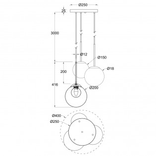 Cluster Pendant Lamp Basic Form Clear (3 lights)