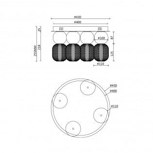 Plafón de techo Drop (4 luces)