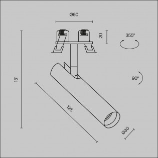 Ceiling recessed spotlight LED Focus T (6W)