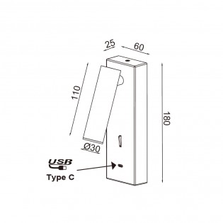 Aplique lector LED con interruptor Tarifa III (3W)