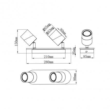 Spotlight strip Aruni (2 lights)