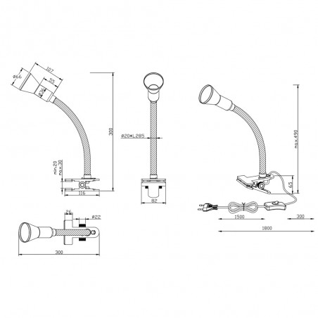 Desk lamp with clamp Flexo