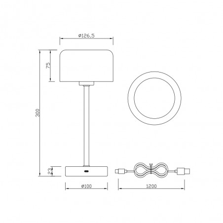Lámpara de mesa recargable LED Jeff II (1.5W)