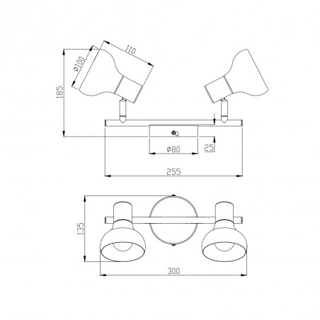 Ceiling track light Latika (2 lights)