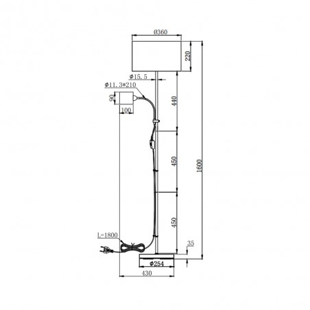 Floor lamp with reading arm Owen