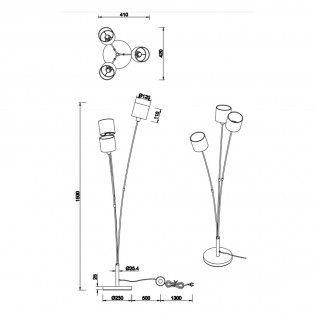 Floor lamp Tommy (3 lights)