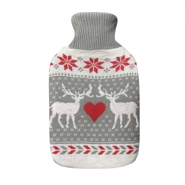 Hot water bottle with cover 1,7 Litres. Mimo Reindeers