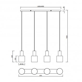 Pendant lamp Agudo (4 Lights)