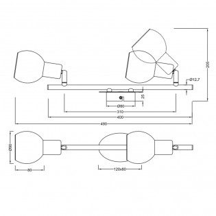 Ceiling track light Brest (2 Lights)
