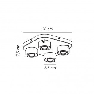 Plafón de techo LED Clyde (4x3.5W)