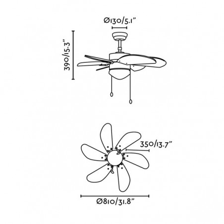 Ventilator mit Licht PALAO