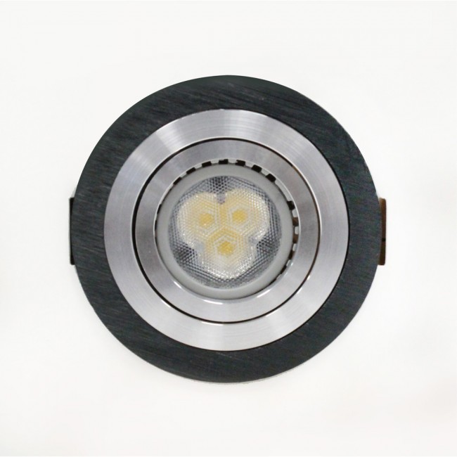 Black round tilting recessed light black