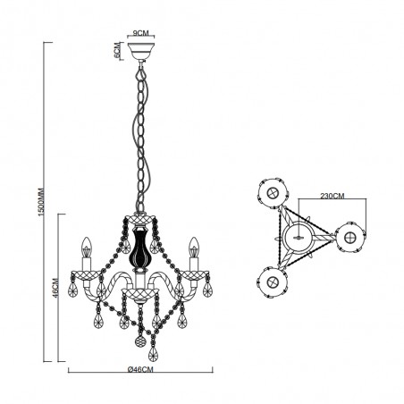 Lámpara de araña Luster (3 luces)