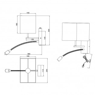 Wall lamp with LED reader Nilam (3.1W)