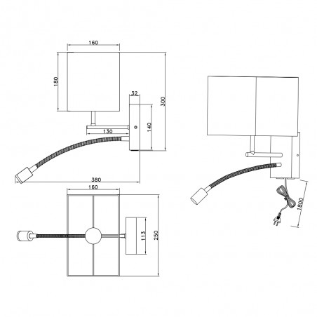 Wall lamp with LED reader Nilam (3.1W)