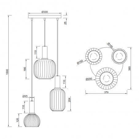 Cluster Pendant Lamp Diva (3 lights)