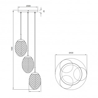 Lámpara colgante Facette (3 luces)