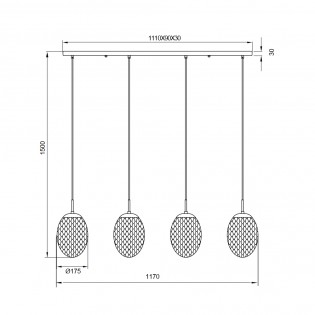 Lámpara colgante Facette (4 luces)