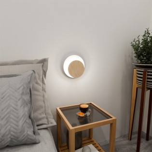 Wandleuchte Aura Weiß+Holz