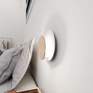 Wandleuchte Aura Weiß+Holz