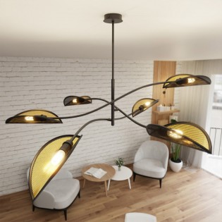 Lámpara de araña Flik Negro (6 luces)