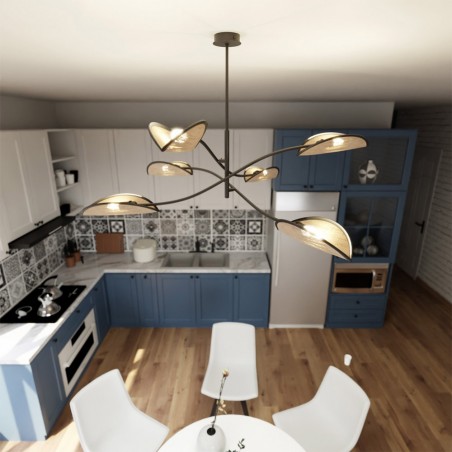 Chandelier Flik Rattán (6 lights)