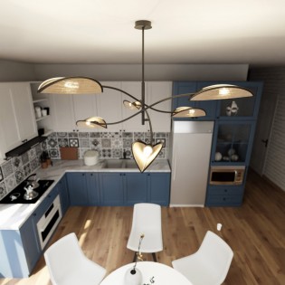Chandelier Flik Rattán (6 lights)