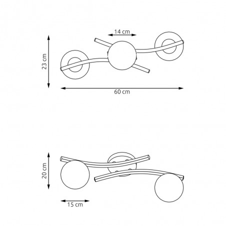 Ceiling Flush Light Terima Graphite (2 lights)