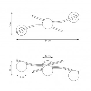 Plafón de techo Terima Grafito (3 luces)