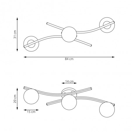 Ceiling Flush Light Terima Graphite (3 lights)