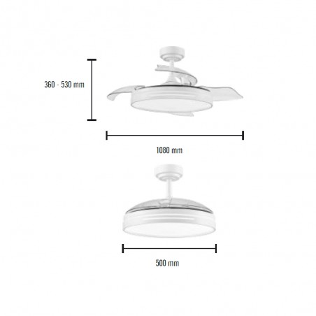 Ventilador LED aspas retráctiles Anemoi CCT Dim (72W)