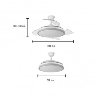 Ventilador LED aspas retráctiles Aquilone CCT Dim (72W)