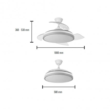 Ventilador LED aspas retráctiles Aquilone CCT Dim (72W)