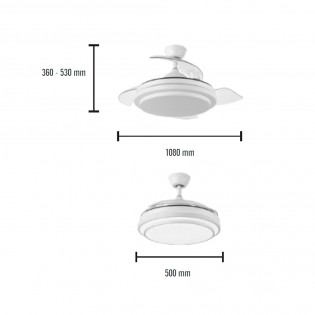 Ventilador LED aspas retráctiles Eolos CCT Dim (72W)