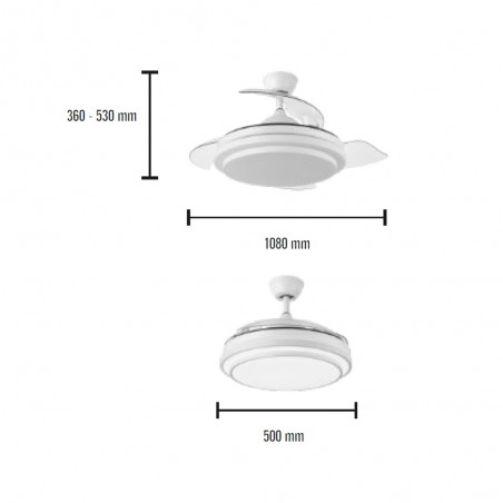 Ventilador LED aspas retráctiles Eolos CCT Dim (72W)