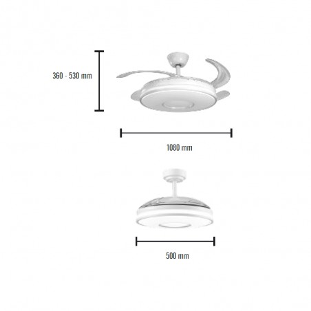 Ventilador LED aspas retráctiles Sotovento CCT Dim (72W)