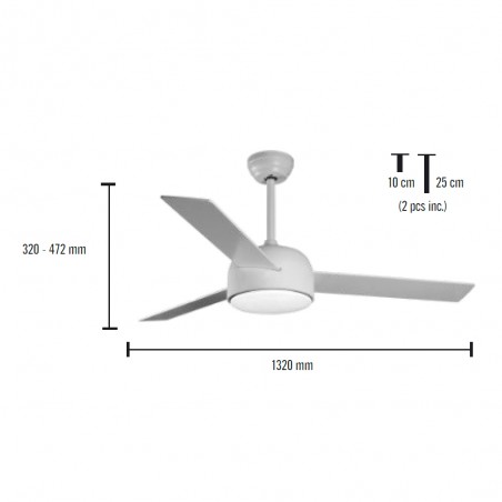 LED Celing Fan Pampero CCT Dim (18W)