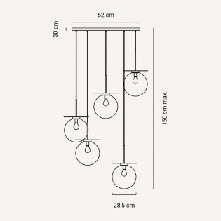 Cluster Pendant Lamp Saturno (5 lights)