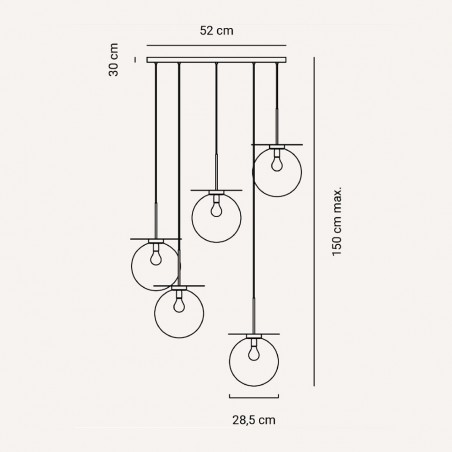 Cluster Pendant Lamp Saturno (5 lights)