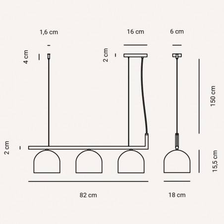 Lámpara colgante Camila (3 luces)