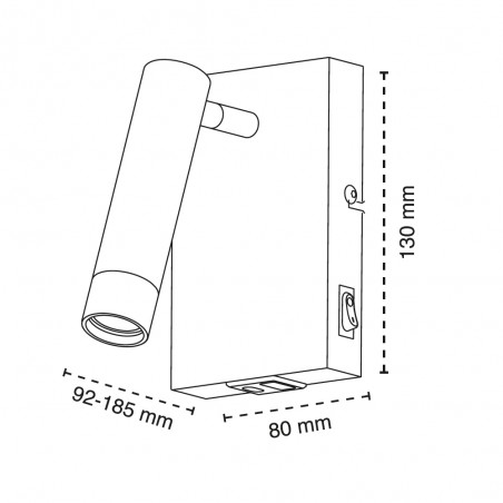 Wall Lamp reader with USB Slim